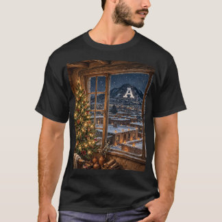 オールドプエブロのクリスマスの窓からの眺め Aマウンテン Tシャツ