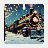 オールドホリデーファッションドトレインクリスマス メタルオーナメント (正面)