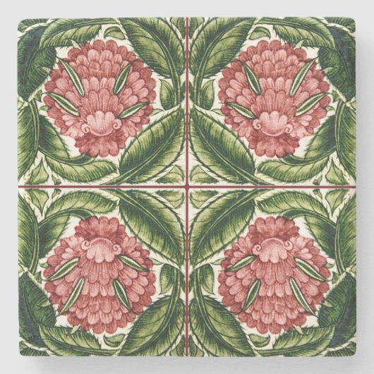 オールドボタニカルビクトリアンデザイン ストーンコースター (正面)