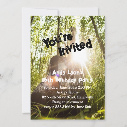オールドボーイズ誕生日パーティーギター招待状 招待状 (正面)