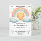 オールドボーイピンクユニークスカイクラウドサンシャインベビーシャワー 招待状 (スタンド正面)