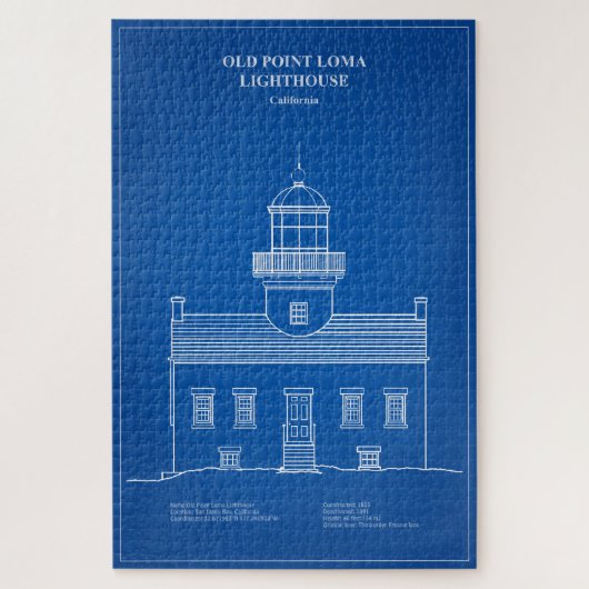 オールドポイントロマライトハウス – カリフォルニア州 – AD ジグソーパズル (縦)