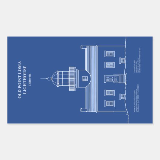 オールドポイントロマライトハウス – カリフォルニア州 – AD 長方形シール (正面)