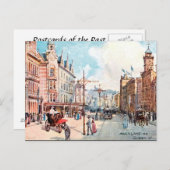 オールドポストカード – クイーン通り，オークランド，ニュージーランド ポストカード (正面/裏面)