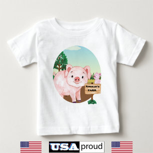 オールドマクドナルドの農場🐮かわいい豚モノグラム ベビーTシャツ