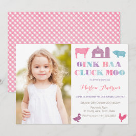 オールドマクドナルドの農場の動物パーティーカードの絵 招待状