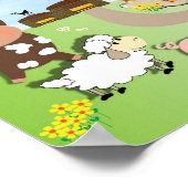 オールドマクドナルドは農場のかわいい子供の動物写真を持っていた ポスター (角)