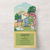 オールドマクドナルドファーム子供の誕生日 オールインワン招待状 (内側)
