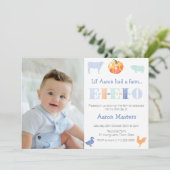 オールドマクドナルド・パンプキンファーム誕生日パーティー少年のために 招待状 (スタンド正面)