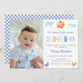 オールドマクドナルド・パンプキンファーム誕生日パーティー少年のために 招待状 (正面/裏面)