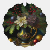 オールドマスター絵を描のスタイルクリスマスの静物生活 オーナメントカード (正面)