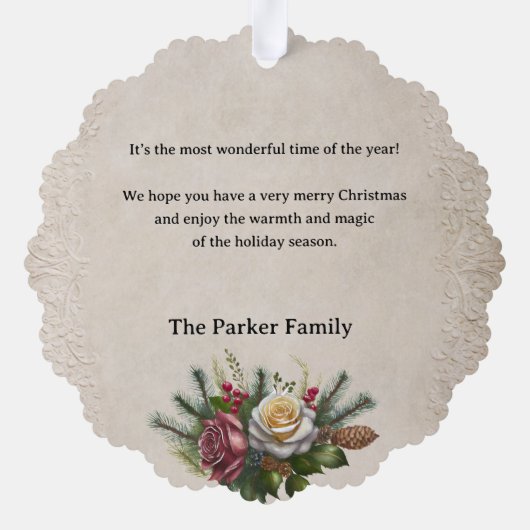 オールドマスター絵を描のスタイルクリスマスの静物生活 オーナメントカード (裏面)