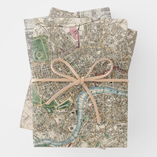 オールドマップズロンドンパリローマシ素晴らしッツ ラッピングペーパーシート (インサイチュ)