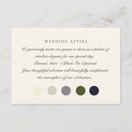 オールドマネーアイボリー結婚カラー、の服装カード エンクロージャーカード (正面)