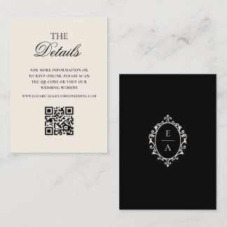 オールドマネーオーバルクラストブラック結婚式詳細QRコード エンクロージャーカード