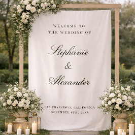 オールドマネーカスタムファブリック結婚式ウェルカムサイン タペストリー