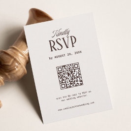 オールドマネークリームとブラウンの結婚式RSVPカードQRコード エンクロージャーカード