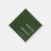オールドマネーダークグリーンウェディング スタンダードカクテルナプキン (角)