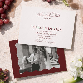 オールドマネーバースガウンジの結婚式のSave the Date写真 招待状