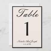 オールドマネーブラッククリーム結婚式テーブルナンバー 招待状 (正面)