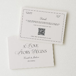 オールドマネーブラック&アイボリー結婚式の詳細 エンクロージャーカード
