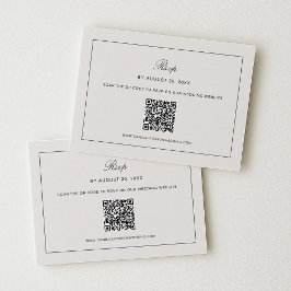 オールドマネーブラック&アイボリー ウェディングRSVP QRコード エンクロージャーカード