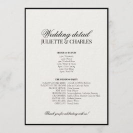オールドマネーブラック&ホワイト | 結婚式プログラムカード プログラム