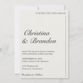 オールドマネーミニマリストベージュ色ホワイト結婚式招待状 招待状 (正面)