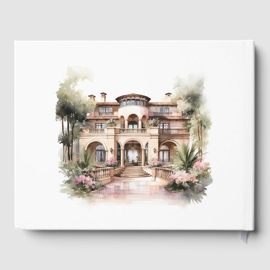 オールドマネーモノグラムのシャンパーニュと赤面結婚ズ ゲストブック (裏面)