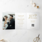 オールドマネーヴィンテージ結婚クレストトリフォールド招待状 三つ折りプログラム (内部)