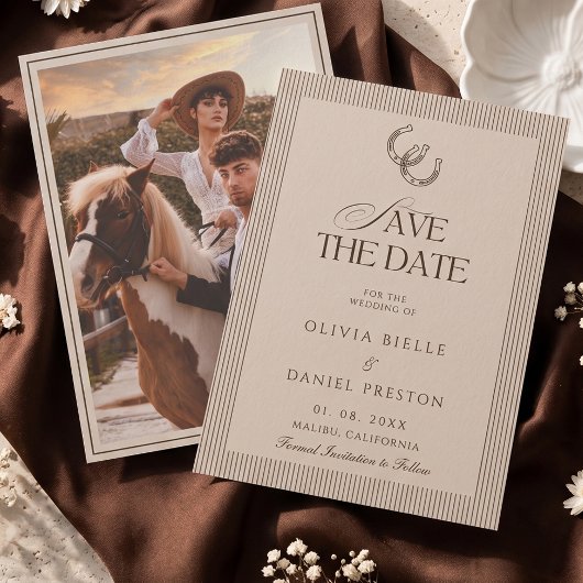 オールドマネー ウエスタンホースシュー 写真付きSave the Date 招待状