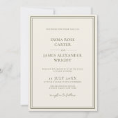 オールドマネー オリーブグリーン エレガントな結婚式 オールインワン 招待状 (正面)