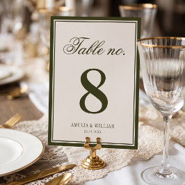 オールドマネー クラシック 永恒のオリーブグリーン結婚式 テーブルナンバー