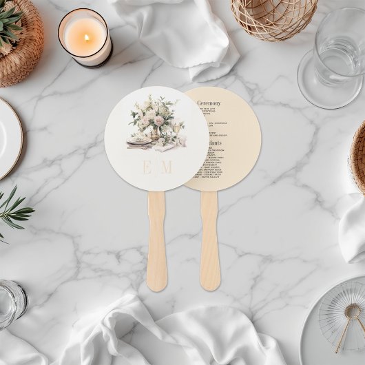 オールドマネー シャンパンとブッシュのウェディングプログラム ハンドファン