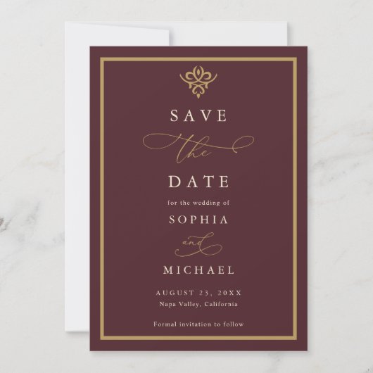 オールドマネー・バーガンディーのSave The Date セーブザデート (正面)