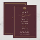 オールドマネー・バーガンディーのSave The Date セーブザデート (正面/裏面)