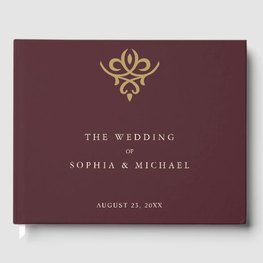 オールドマネー・バーガンディー結婚式ゲストブック ゲストブック (正面)