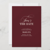 オールドマネー モダン フォーマル ワインレッド 高級 結婚式 セーブザデート (裏面)