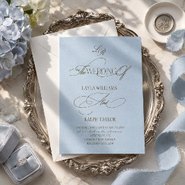オールドマネー 海辺の結婚式 パウダーブルー & ブラウン 招待状