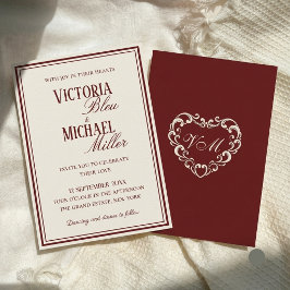 オールドマネー 高級感あふれる ブルゴーニュワイン レタリング 結婚式 招待状