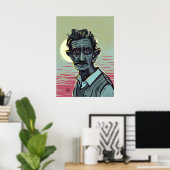 オールドマンバイザサンセット絵を描ズ ポスター (ホームオフィス)