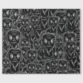 オールドマンモンスターモチーフ白黒の不気味なパテ ラッピングペーパー (フラット)