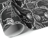 オールドマンモンスターモチーフ白黒の不気味なパテ ラッピングペーパー (ロールコーナー)