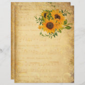 オールドミュージックシート&ひまわりスクラップブック紙 (正面/裏面)