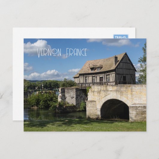 オールドミルバイザリバーセーヌ、バーノン シーズンポストカード (正面/裏面)