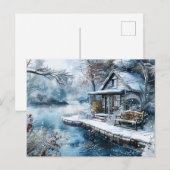 オールドミルバイリバー霜の降りたインウィンターイラストレーション ポストカード (正面/裏面)