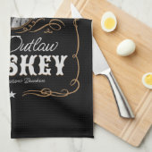 オールドムーンシャインウイスキーラベルADD PHOTO Family Name キッチンタオル (四つ折り)