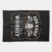 オールドムーンシャインウイスキーラベルADD PHOTO Family Name キッチンタオル (横)