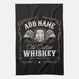 オールドムーンシャインウイスキーラベルADD PHOTO Family Name キッチンタオル