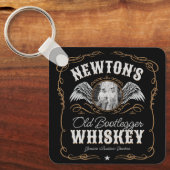 オールドムーンシャインウイスキーラベルADD PHOTO Family Name キーホルダー (正面)